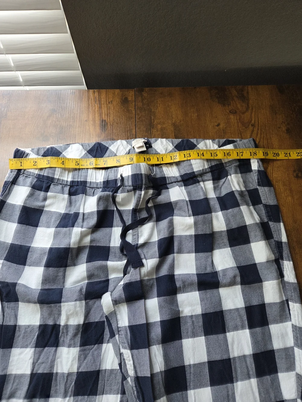 J.Crew Mens Gingham Checkered Sleep Pants Size XL Navy White